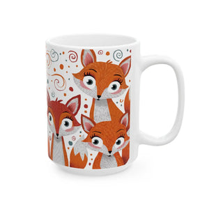 Cute Foxes Ceramic Mug - Eco-friendly White - Dipaliz - Mugs