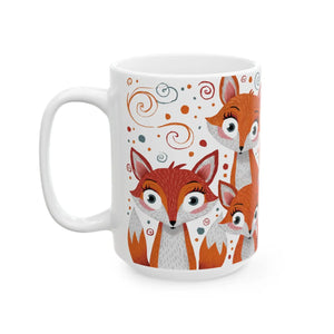 Cute Foxes Ceramic Mug - Eco-friendly White - Dipaliz - Mugs