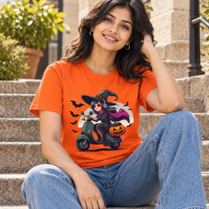DipaliZ Witchy Scooter Vibes Unisex Tee Cotton Halloween