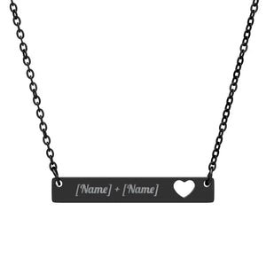 Accessories - Heart Bar Necklace Cutout Love Gift - Dipaliz one Size / Black Pvd Coating