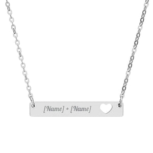 Personalized Heart Bar Necklace - Custom Names - Dipaliz - Necklaces