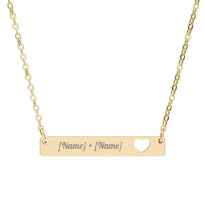 Personalized Heart Bar Necklace - Custom Names - Dipaliz - Necklaces