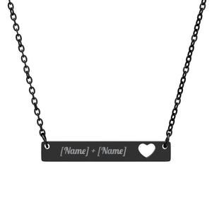 Personalized Heart Bar Necklace - Custom Names - Dipaliz - Necklaces