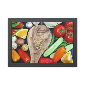 Vegetables Framed Art Cutting Board Kitchen Poster - Dipaliz - 18″ x 12″ (horizontal) / Black Frame / Semi Glossy