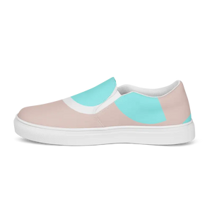 Women’s Slip on Canvas Shoes Cyan Geometric Pattern - Dipaliz - Sneakers