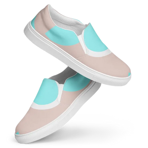 Women’s Slip on Canvas Shoes Cyan Geometric Pattern - Dipaliz - Sneakers