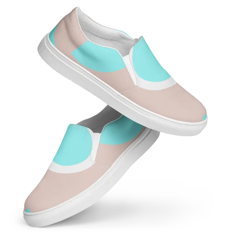 Cyan Geometric Canvas Slip-ons: Style Meets Comfort - Shoes