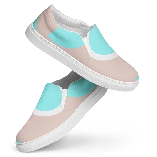 Cyan Geometric Canvas Slip-ons: Style Meets Comfort - Shoes