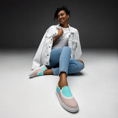 Cyan Geometric Canvas Slip-ons: Style Meets Comfort - Shoes