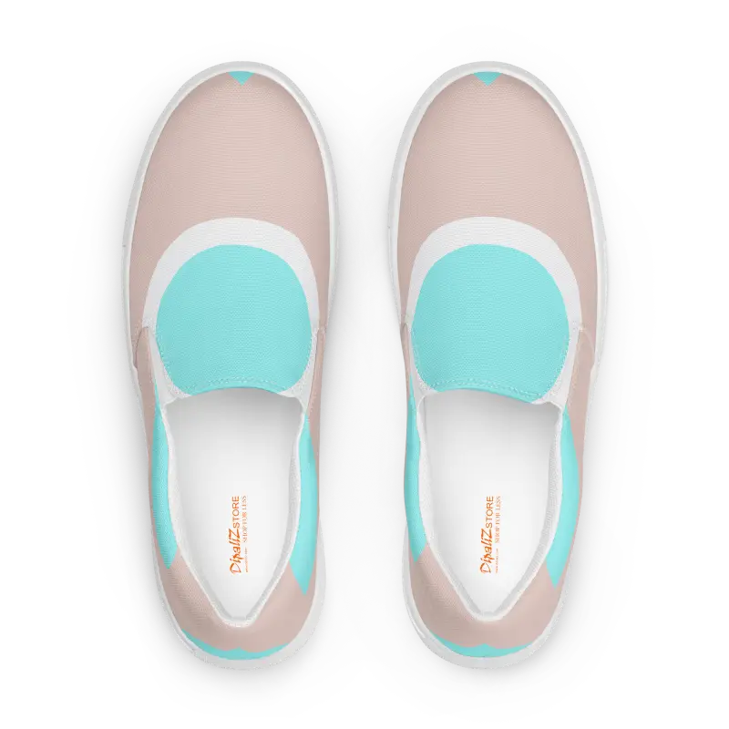 Cyan Geometric Canvas Slip-ons: Style Meets Comfort - Shoes