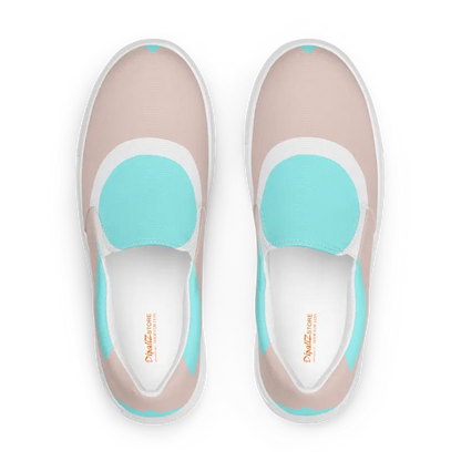 Cyan Geometric Canvas Slip-ons: Style Meets Comfort - Shoes