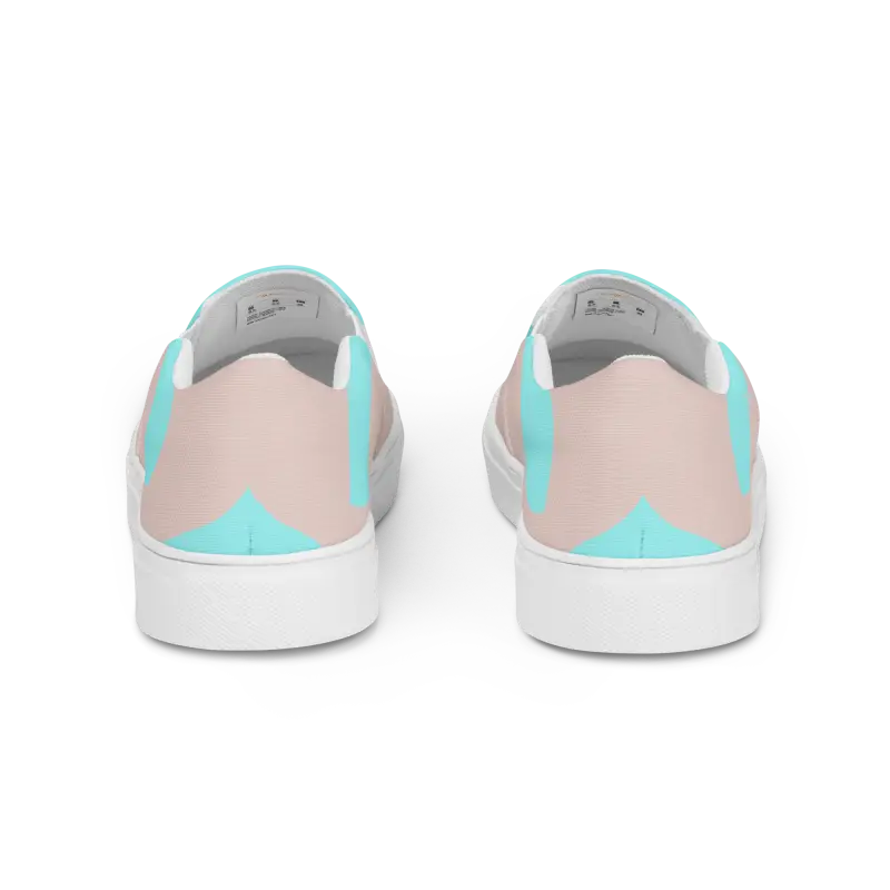 Cyan Geometric Canvas Slip-ons: Style Meets Comfort - Shoes