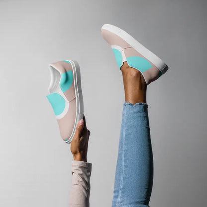 Cyan Geometric Canvas Slip-ons: Style Meets Comfort - 5 Shoes