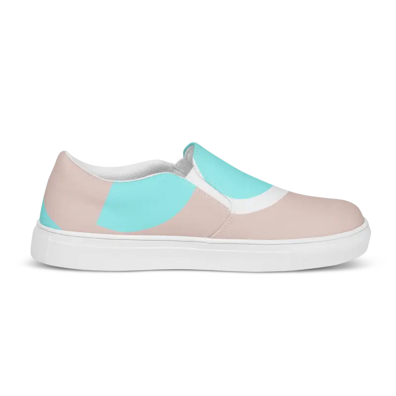 Cyan Geometric Canvas Slip-ons: Style Meets Comfort - Shoes