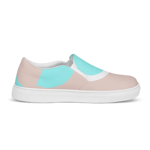Women’s Slip on Canvas Shoes Cyan Geometric Pattern - Dipaliz - Sneakers