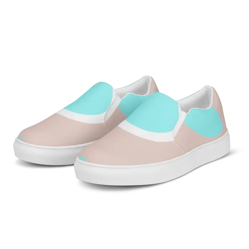 Cyan Geometric Canvas Slip-ons: Style Meets Comfort - Shoes