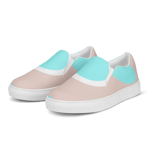 Women’s Slip on Canvas Shoes Cyan Geometric Pattern - Dipaliz - Sneakers