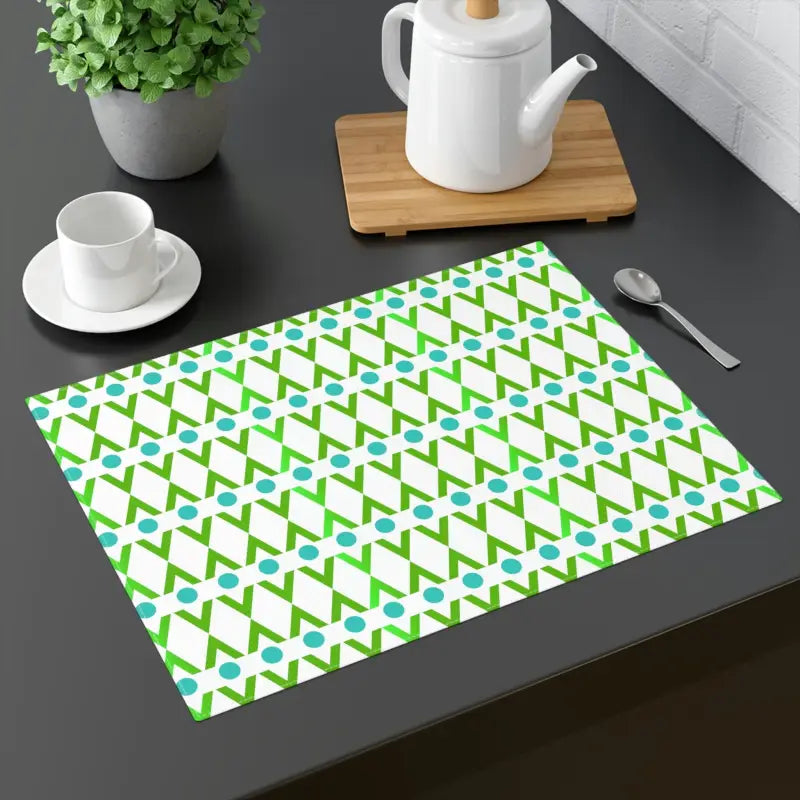 Cyan Geometrical Pattern Placemats - Chic Dining Upgrade! - 18’’ × 14’’ Home Decor