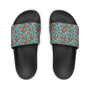 Slide Sandals Cyan Paisley Pattern Summer Style Dipaliz