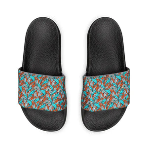 Slide Sandals Cyan Paisley Pattern Summer Style Dipaliz