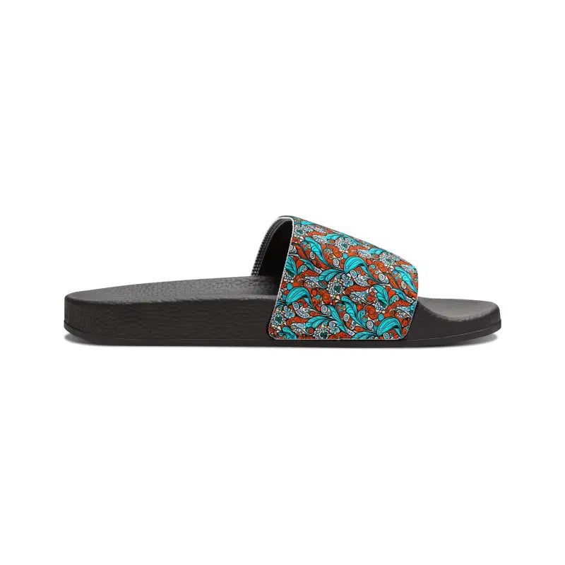 Slide Sandals with Cyan Paisley: Stride in Summer Style - Shoes