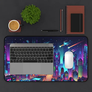 Cybercity Cityscape Desk Mat - Futuristic Workspace Awaits - Dipaliz - 12’’ × 22’’ - Workstation & Cubicle Accessories