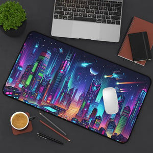 Cybercity Cityscape Desk Mat - Futuristic Workspace Awaits - Dipaliz - Workstation & Cubicle Accessories