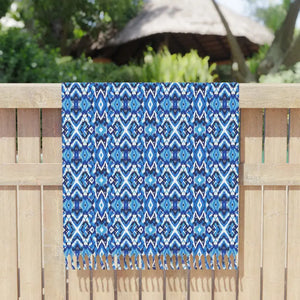 Boho Blue Beach Towel - Geometric Ikat Pattern - Dipaliz - 38’’ × 81’’ / Polyester - Home Decor