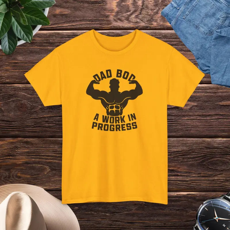 Dad Bod Unisex Heavy Cotton Tee - Ultimate Casual Staple - Gold / s T-shirt