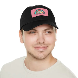 Dat Hats Enjoy Sunshine Dad Hat with Leather Patch - Dipaliz - Black / Pink Patch / Rectangle / one Size