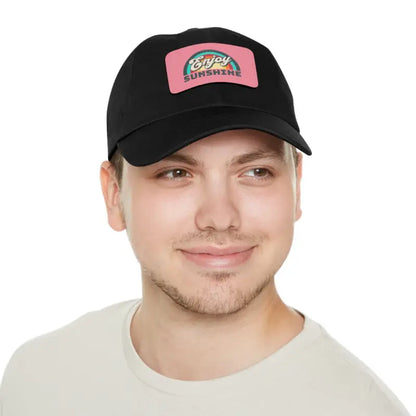 Bio-washed Chino Dad Hats: Effortless Cool for any Day - Black / Pink Patch / Rectangle / one Size Hats