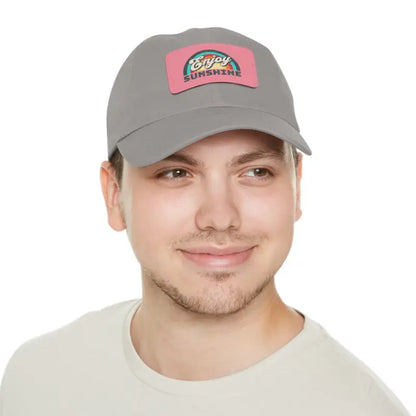 Bio-washed Chino Dad Hats: Effortless Cool for any Day - Grey / Pink Patch / Rectangle / one Size Hats