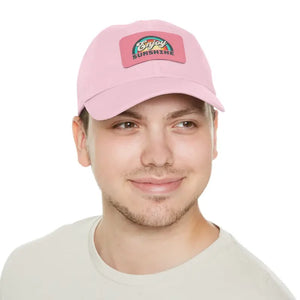 Dat Hats Enjoy Sunshine Dad Hat with Leather Patch - Dipaliz - Light Pink / Patch / Rectangle / one Size