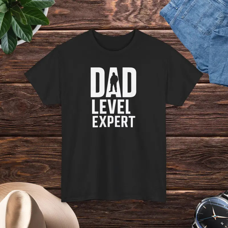 Dad Level Expert Heavy Cotton Tee: Perfect for Father’s Day! - Black / s T-shirt