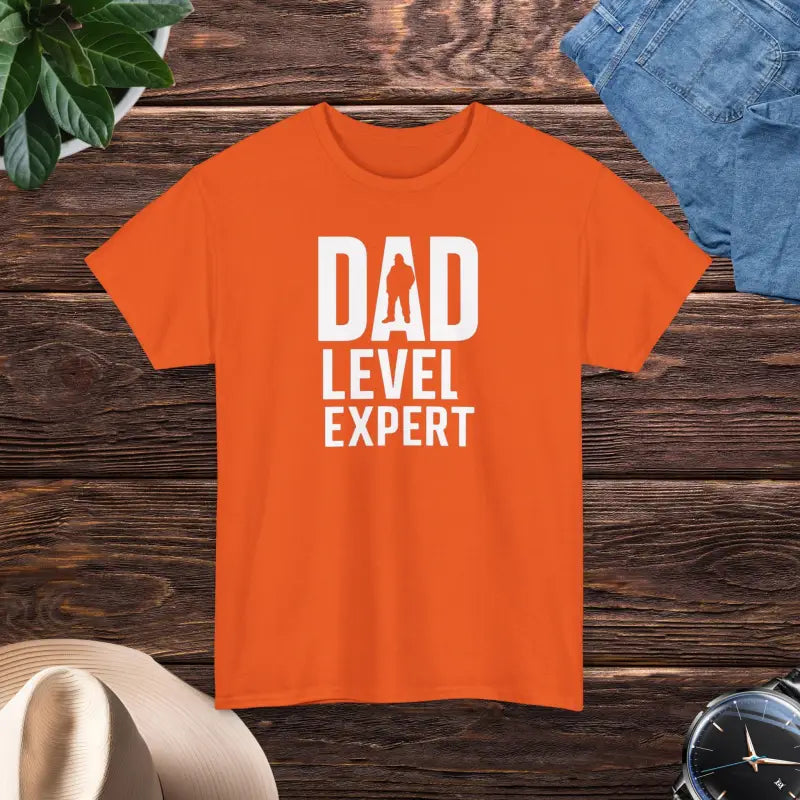 Dad Level Expert Heavy Cotton Tee: Perfect for Father’s Day! - Orange / s T-shirt