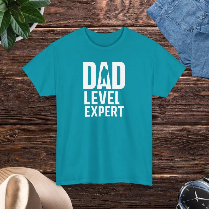 Dad Level Expert Heavy Cotton Tee: Perfect for Father’s Day! - Tropical Blue / s T-shirt