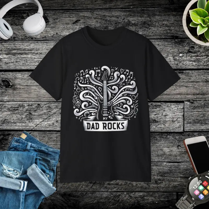 Premium Father Day Tee my Dad Rocks Guitar - Black / s - T-shirts