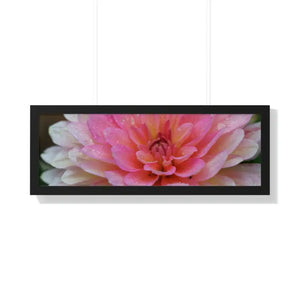 Dahlia Closeup Flower Framed Horizontal Poster - Dipaliz - 36″ x 12″ / Black - Posters Prints & Visual Artwork