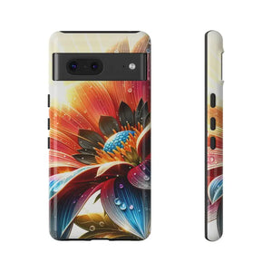 Large Dahlia Flower Protective Phone Cases with Water Drops - Dipaliz - Google Pixel 7 / Glossy - Mobile