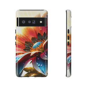 Large Dahlia Flower Protective Phone Cases with Water Drops - Dipaliz - Google Pixel 6 Pro / Glossy - Mobile