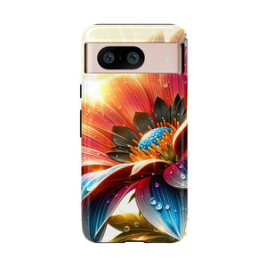 Large Dahlia Flower Protective Phone Cases with Water Drops - Dipaliz - Google Pixel 8 / Glossy - Mobile