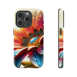 Large Dahlia Flower Protective Phone Cases with Water Drops - Dipaliz - Iphone 15 Pro / Glossy - Mobile