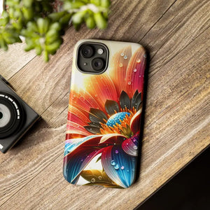 Large Dahlia Flower Protective Phone Cases with Water Drops - Dipaliz - Iphone 15 Plus / Glossy - Mobile