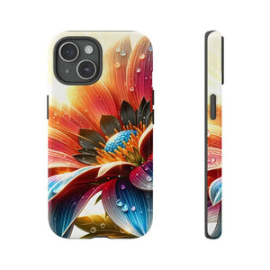 Large Dahlia Flower Protective Phone Cases with Water Drops - Dipaliz - Iphone 15 / Glossy - Mobile