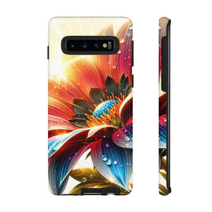 Large Dahlia Flower Protective Phone Cases with Water Drops - Dipaliz - Samsung Galaxy S10 / Glossy - Mobile