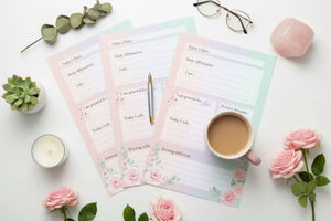 Digital Downloads - Affirmation Journal Printable - Floral Gradient Daily Guide - Dipaliz