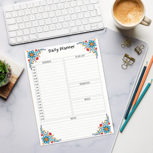 Floral Daily Planner Notepad - Stylish Office - Dipaliz - Notepads