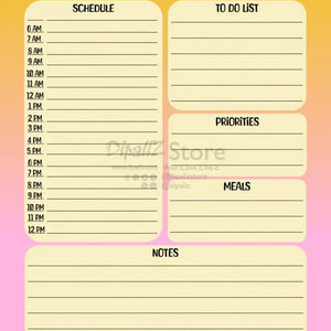 Gradient Daily Planner - Vibrant Pink Yellow Design - Dipaliz - Document Templates