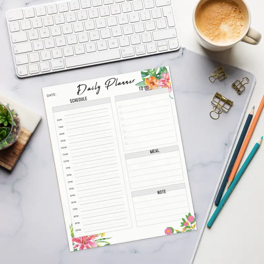 Bright Floral Daily Planner: Jot Ideas in Style! - Notepads