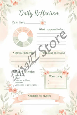 Digital Downloads - Daily Reflection Journal - Mindfulness Printable - Dipaliz